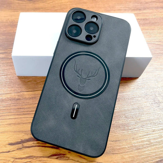 coque iPhone 15 LeatherShield gris