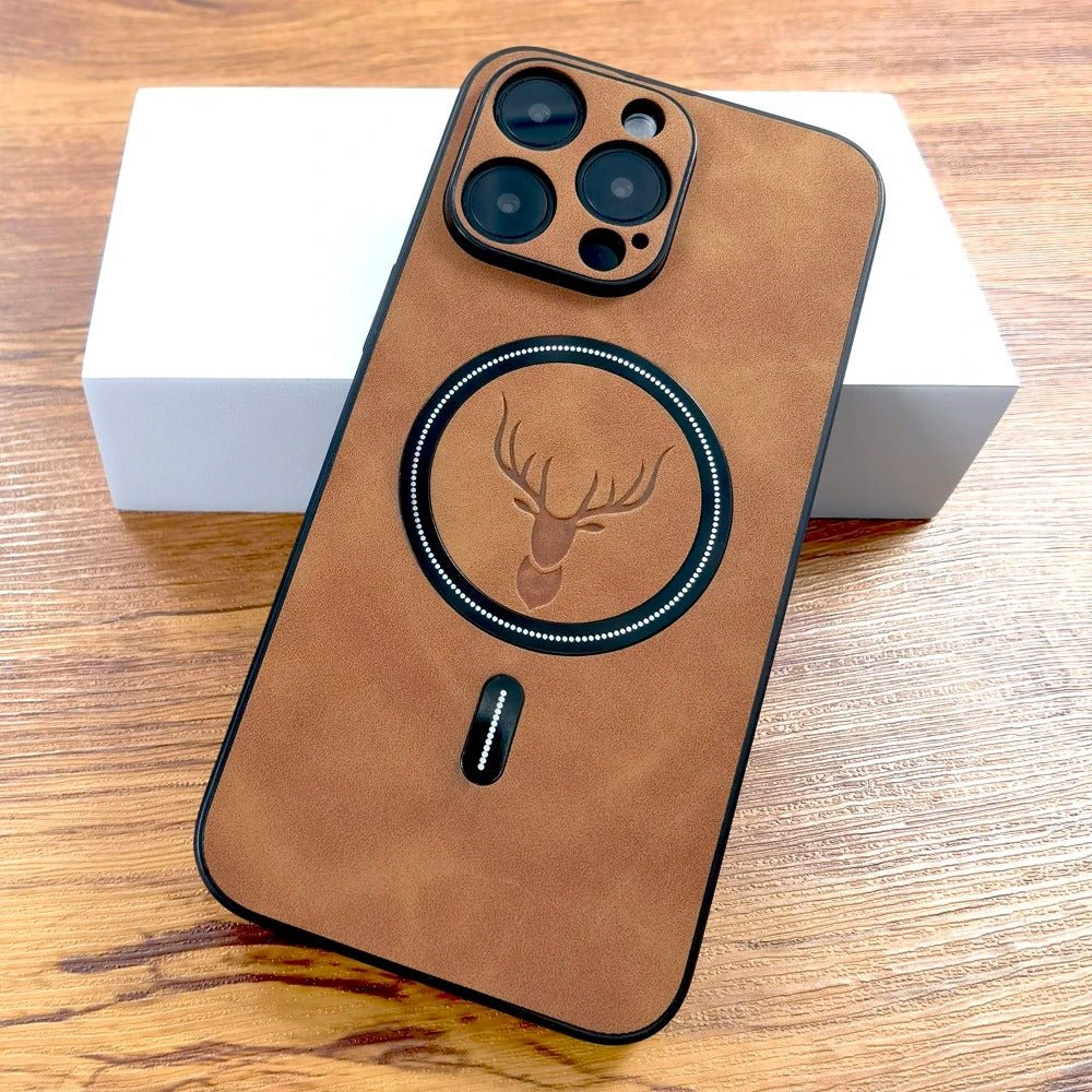 coque iPhone 15 LeatherShield marron