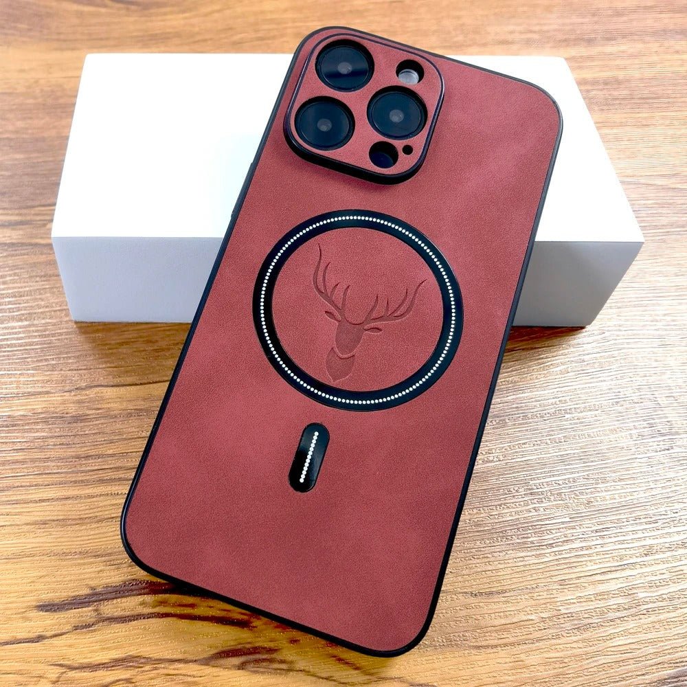 coque iPhone 15 LeatherShield rouge