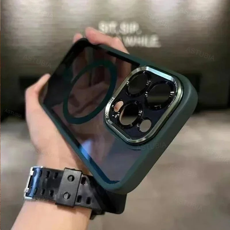 coque iphone 14 ClearMag vert